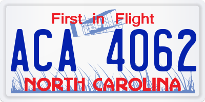 NC license plate ACA4062