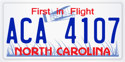 NC license plate ACA4107