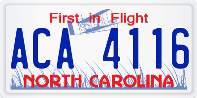 NC license plate ACA4116