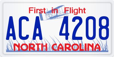 NC license plate ACA4208