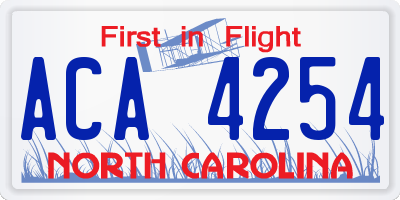 NC license plate ACA4254
