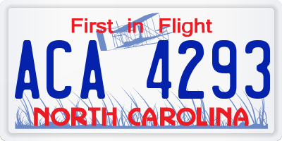 NC license plate ACA4293