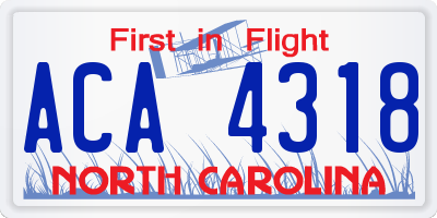 NC license plate ACA4318