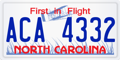 NC license plate ACA4332