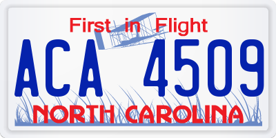 NC license plate ACA4509