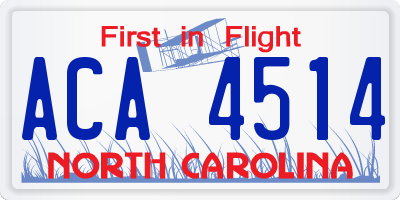 NC license plate ACA4514