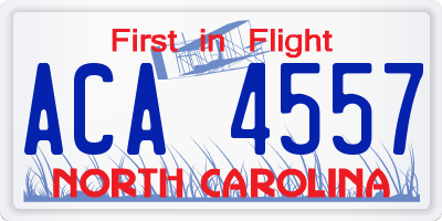 NC license plate ACA4557