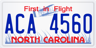 NC license plate ACA4560
