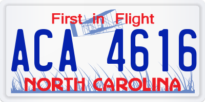 NC license plate ACA4616