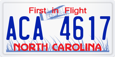 NC license plate ACA4617