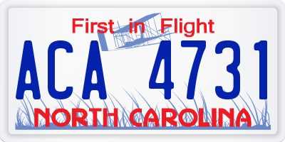 NC license plate ACA4731