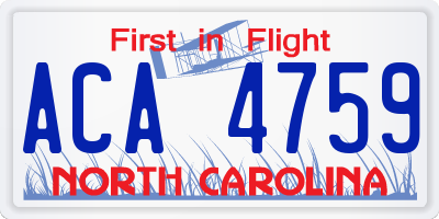 NC license plate ACA4759
