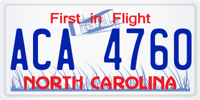 NC license plate ACA4760