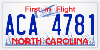 NC license plate ACA4781