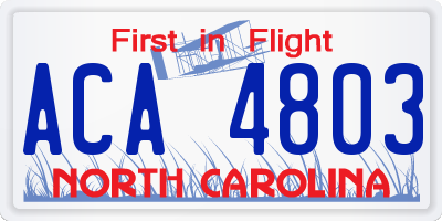 NC license plate ACA4803