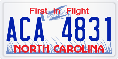 NC license plate ACA4831
