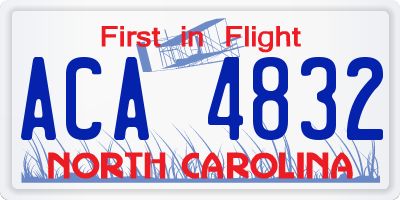 NC license plate ACA4832