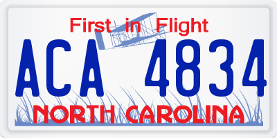 NC license plate ACA4834
