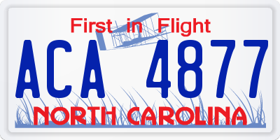 NC license plate ACA4877