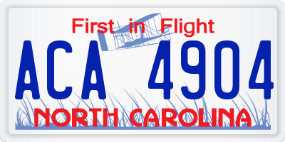 NC license plate ACA4904
