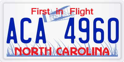 NC license plate ACA4960
