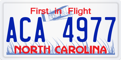 NC license plate ACA4977