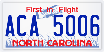 NC license plate ACA5006