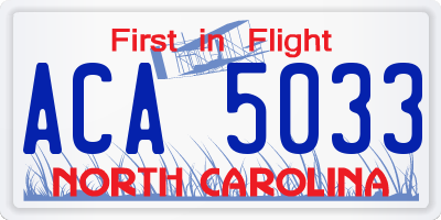 NC license plate ACA5033