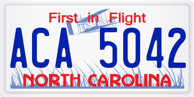 NC license plate ACA5042