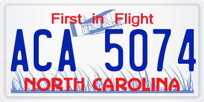 NC license plate ACA5074