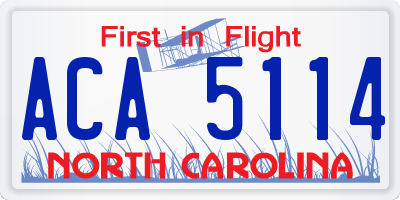 NC license plate ACA5114