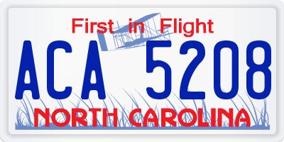 NC license plate ACA5208