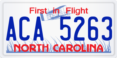 NC license plate ACA5263