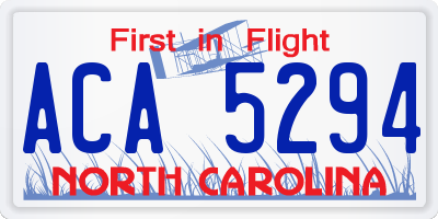NC license plate ACA5294