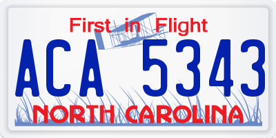 NC license plate ACA5343