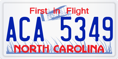 NC license plate ACA5349