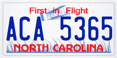 NC license plate ACA5365