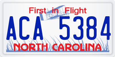 NC license plate ACA5384