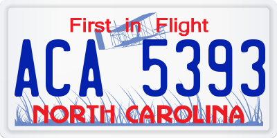 NC license plate ACA5393