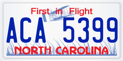 NC license plate ACA5399