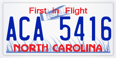 NC license plate ACA5416