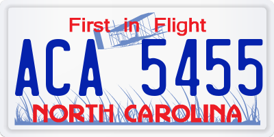 NC license plate ACA5455