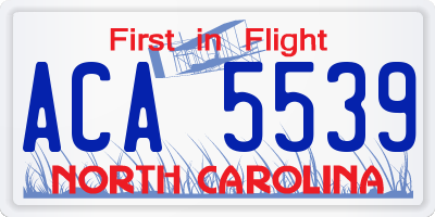 NC license plate ACA5539