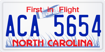 NC license plate ACA5654
