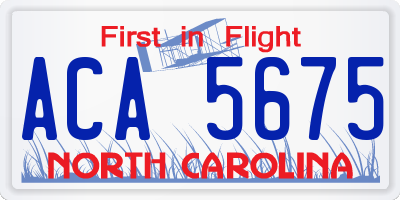 NC license plate ACA5675