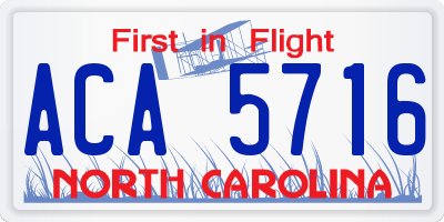 NC license plate ACA5716