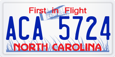NC license plate ACA5724