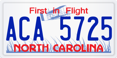 NC license plate ACA5725