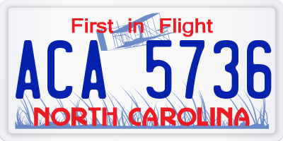 NC license plate ACA5736