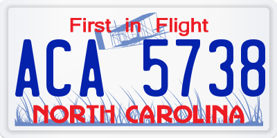 NC license plate ACA5738
